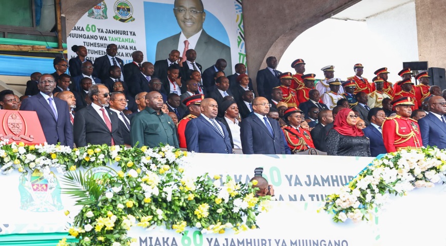 President Ruto and other Head of States attending the 60th anniversary of the union between the former Republic of Tanganyika and the People’s Republic of Zanzibar, in Dar es Salaam